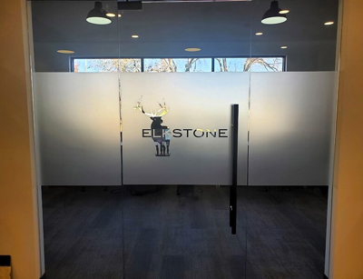 Custom frosted vinyl window graphics Photo